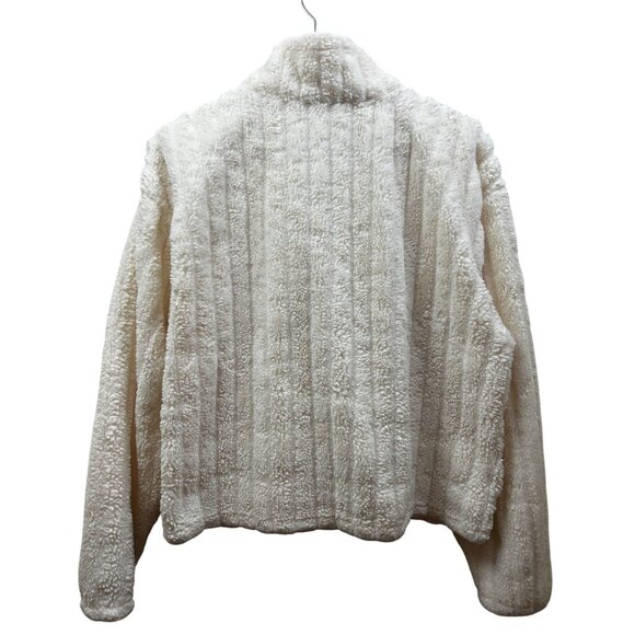 Candie’s Fleece Pullover Sweater Womens XL Faux Fur Ivory Cozy Teddy Sherpa Chic - Picture 3 of 8